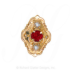 GS511 G/PL - 14 Karat Gold Slide with Garnet center and Pearl accents 